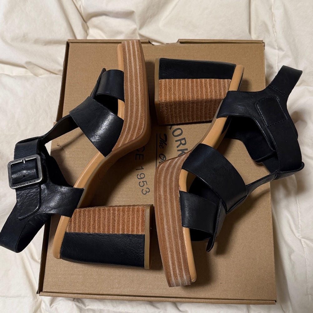 Kork-Ease Black/Tan Macey Women's Sandals; In box and like new/worn once.